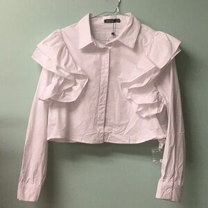 White Ruffled Women's Top